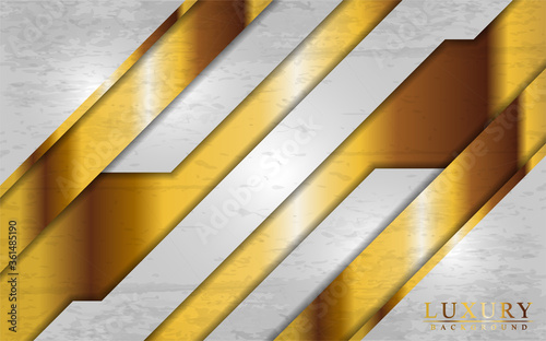 Modern luxury white and gold background with overlap layers design.