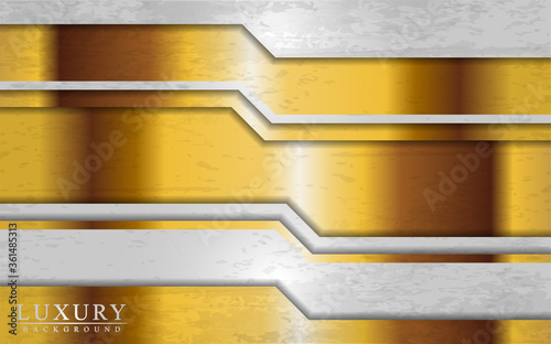 Modern luxury white and gold background with overlap layers design.