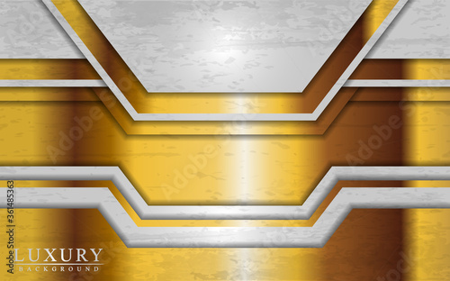 Modern luxury white and gold background with overlap layers design.