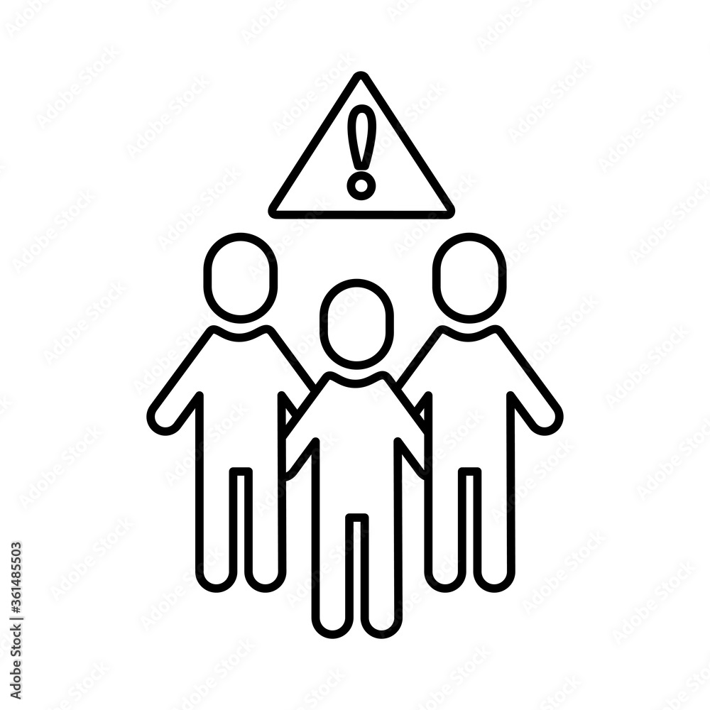 group of humans with alert signal distance social line style group of humans with alert signal distance social line style