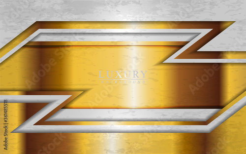 Modern luxury white and gold background with overlap layers design.