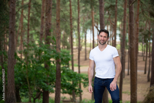 young man in the forest
