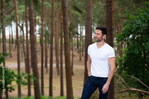 young man in the forest