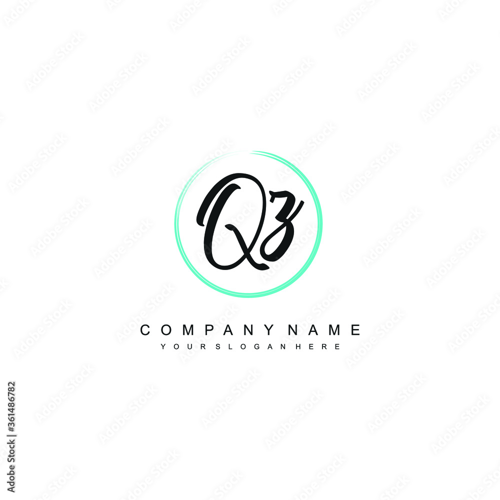 QZ initials signature logo. Handwriting logo vector templates. Hand drawn Calligraphy lettering Vector illustration.
