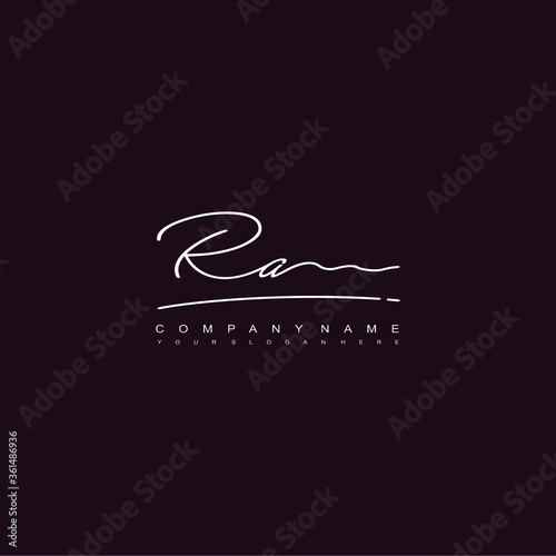 RA initials signature logo. Handwriting logo vector templates. Hand drawn Calligraphy lettering Vector illustration.

