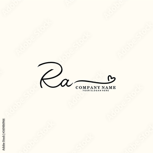 RA initials signature logo. Handwriting logo vector templates. Hand drawn Calligraphy lettering Vector illustration.
