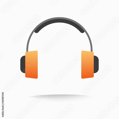 Headphones or earphones icon flat vector cartoon illustration symbol isolated on white background