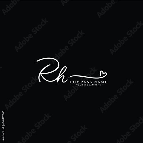 RH initials signature logo. Handwriting logo vector templates. Hand drawn Calligraphy lettering Vector illustration. 