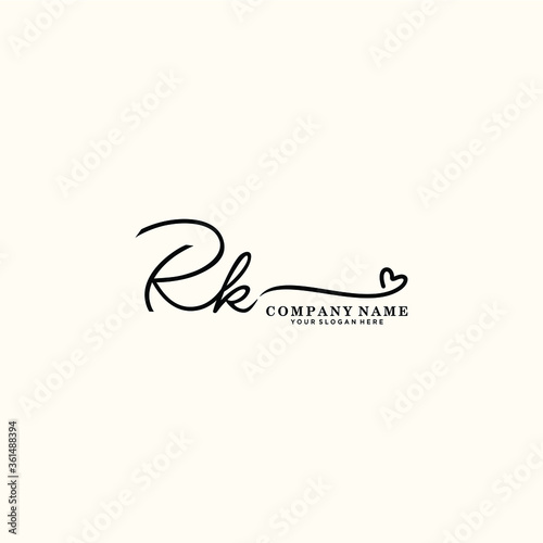 RK initials signature logo. Handwriting logo vector templates. Hand drawn Calligraphy lettering Vector illustration. 