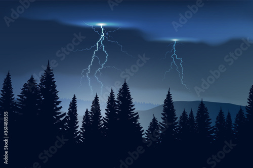  Thunderstorm in the mountains. Rain in the forest.  © NMacTavish