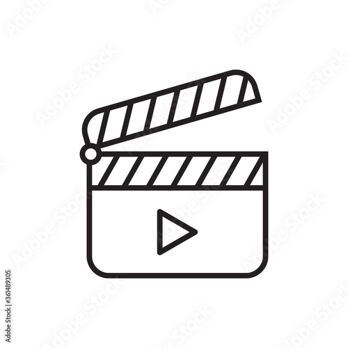 Clapper board icon vector. Movie sign
