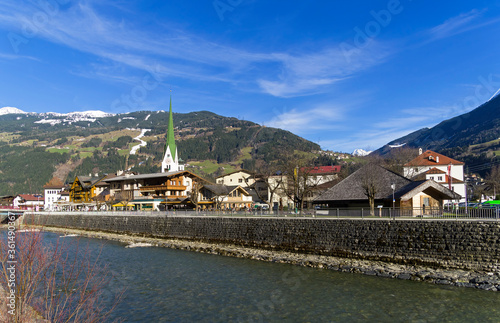 View of the Zell am Ziller ski resort, Austria.