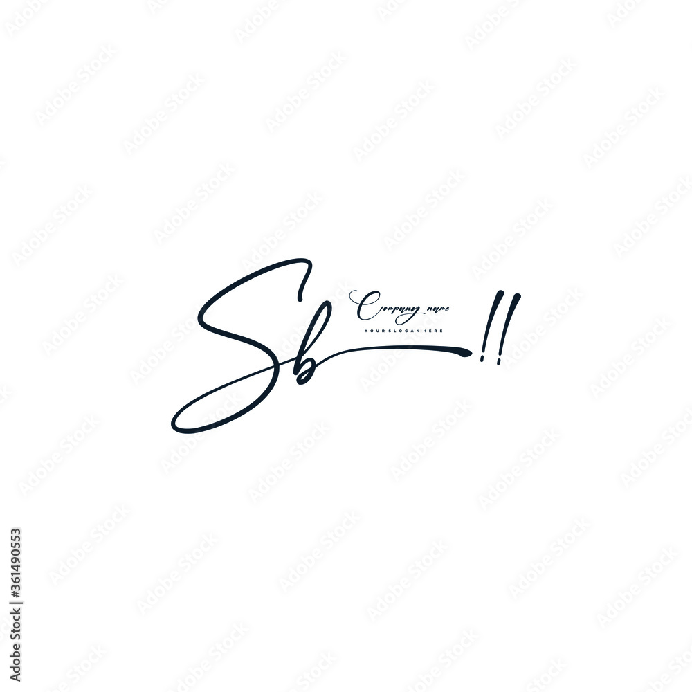 Fototapeta premium SB initials signature logo. Handwriting logo vector templates. Hand drawn Calligraphy lettering Vector illustration. 