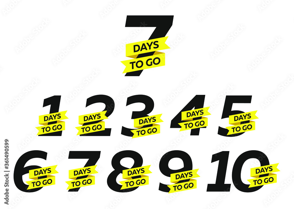 Number 1, 2, 3, 4 5 6 7 8 9 10 of days left to go. Collection badges