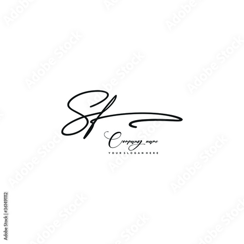 SF initials signature logo. Handwriting logo vector templates. Hand drawn Calligraphy lettering Vector illustration.

