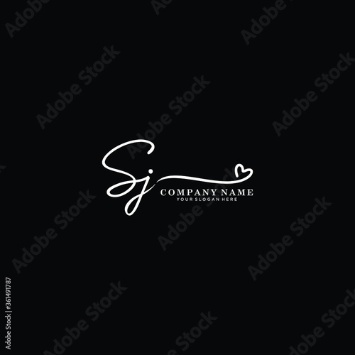 SJ initials signature logo. Handwriting logo vector templates. Hand drawn Calligraphy lettering Vector illustration. 