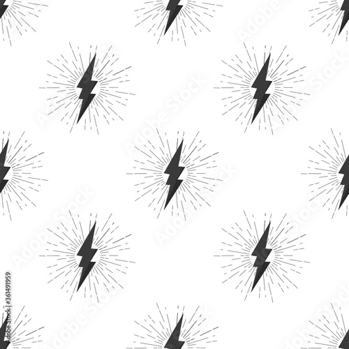 Thunder seamless pattern on white background.