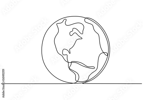 Earth globe one line drawin...