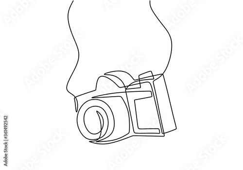 One line camera design. DSLR camera digital vector with single continuous line drawing minimalism linear style. Photography equipment concept isolated on white background vector design illustration