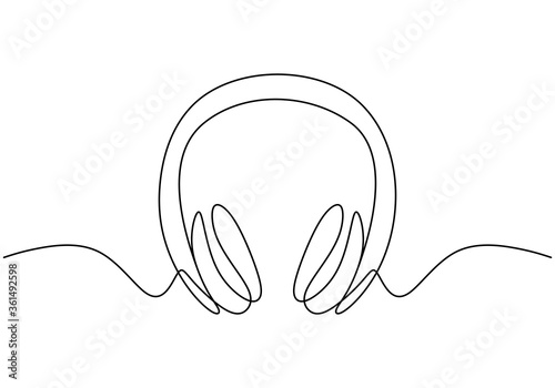 One line drawing of headpho...