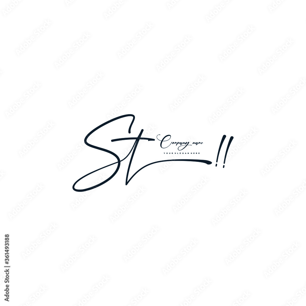 ST initials signature logo. Handwriting logo vector templates. Hand drawn Calligraphy lettering Vector illustration.
