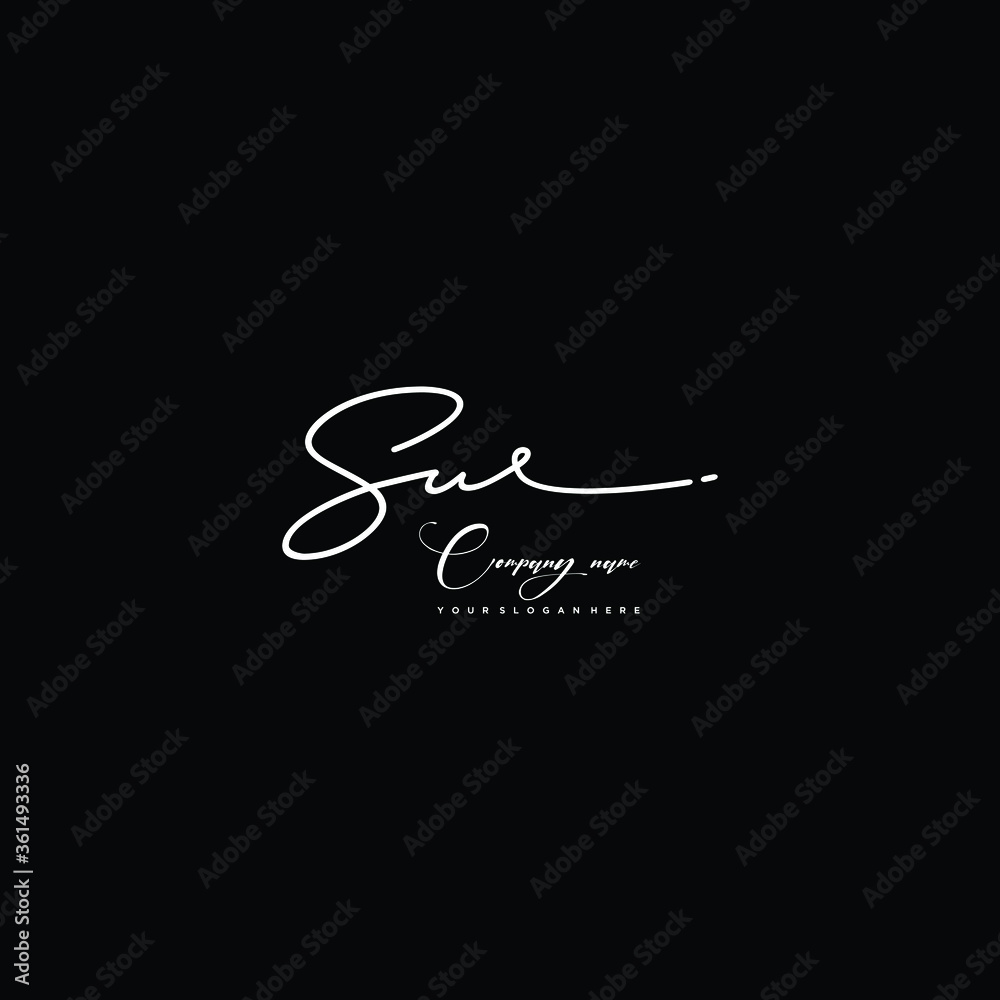 Fototapeta premium SU initials signature logo. Handwriting logo vector templates. Hand drawn Calligraphy lettering Vector illustration. 