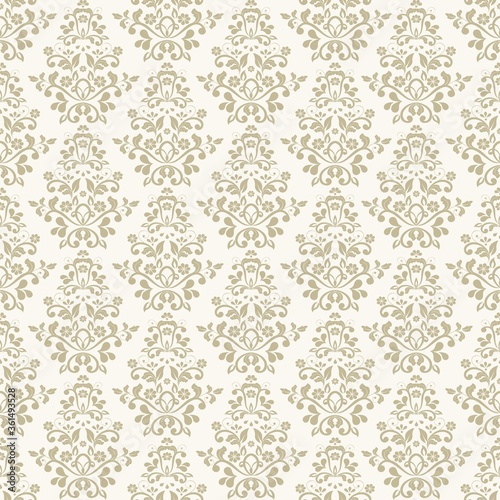 Seamless damask wallpaper. Seamless vintage pattern in Victorian style . Hand drawn floral pattern. Vector illustration 