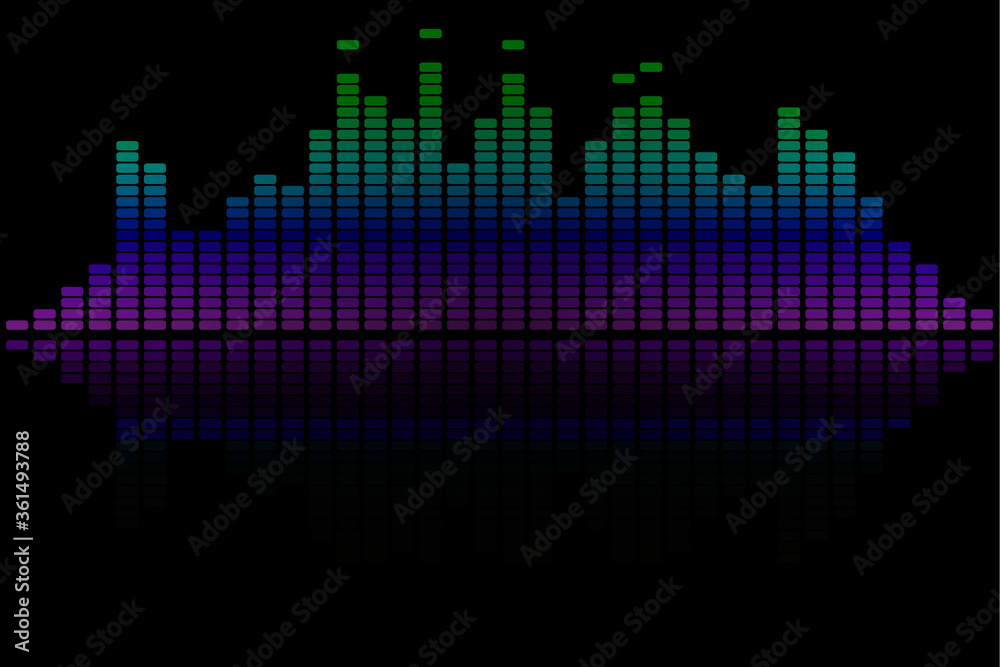 踊るイコライザー音響機材の波長ディスプレイ Sound wave equalizer music background image 踊るイコライザー音響機材の波長ディスプレイ Sound wave equalizer music background image