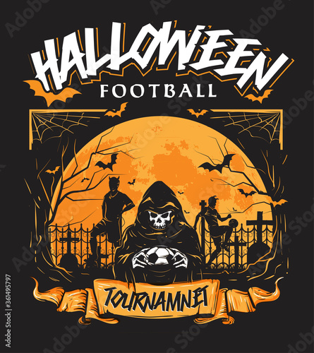 halloween football tournament annual event theme poster