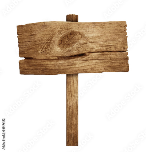 Wooden sign isolated on a white background. Old wood planks. 3D illustration