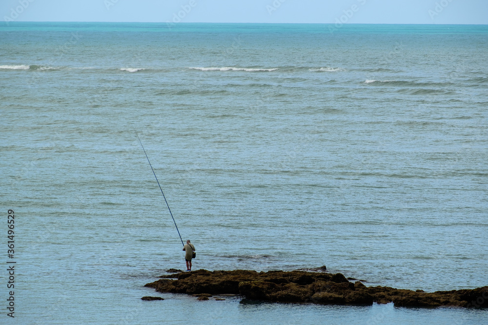 fishing on the beach