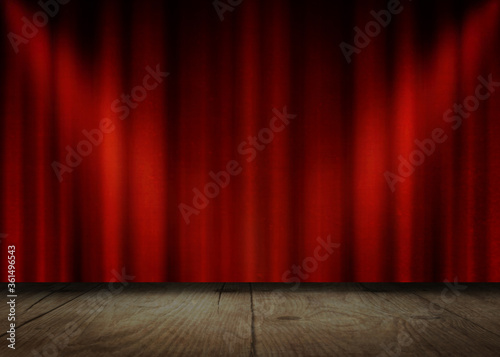 Red stage background.Studio template.3d illustration 