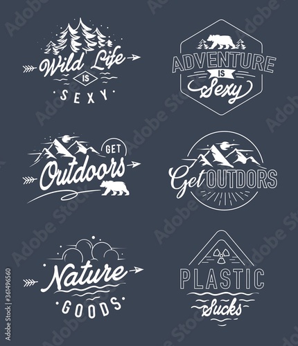 set adventure outdoor line art badge