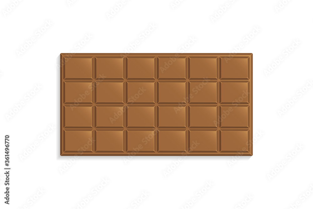 Vector illustration. A chocolate bar on a white background. Top view.