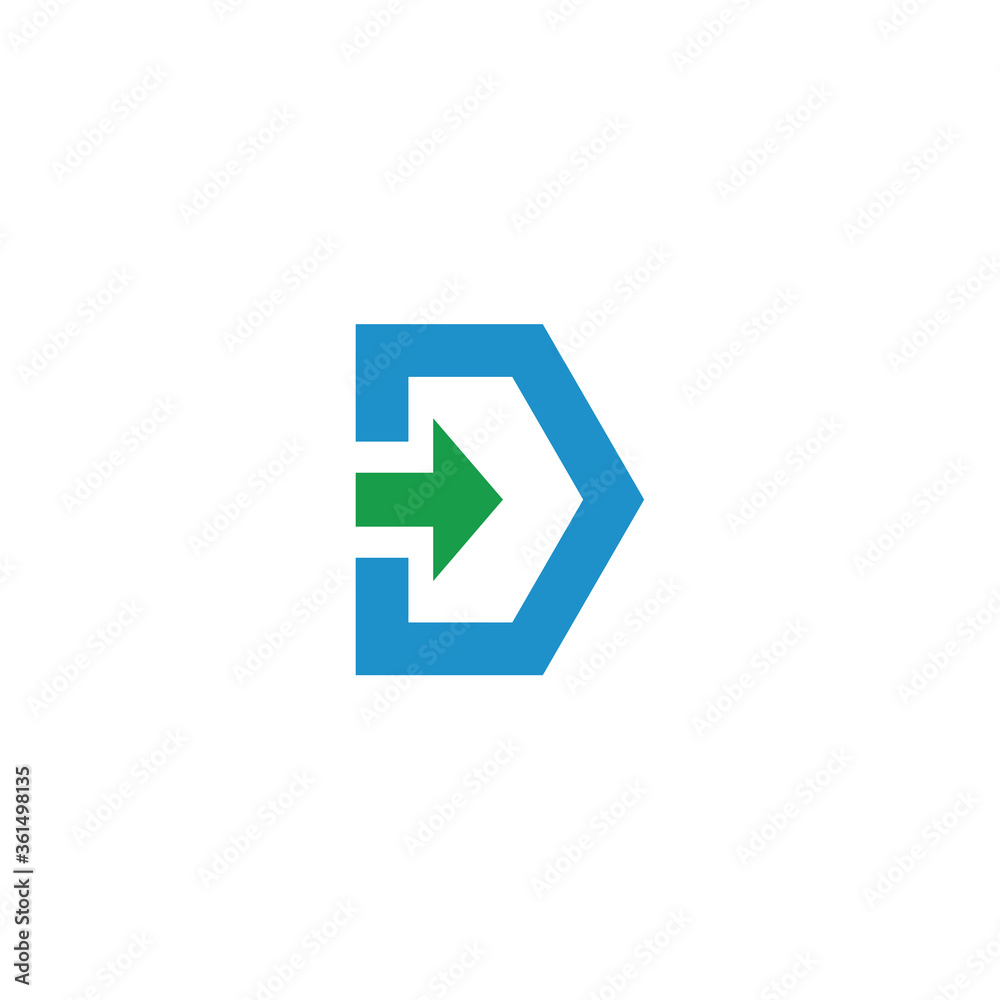 initial letter D logo and arrow, line art style design template initial letter D logo and arrow, line art style design template