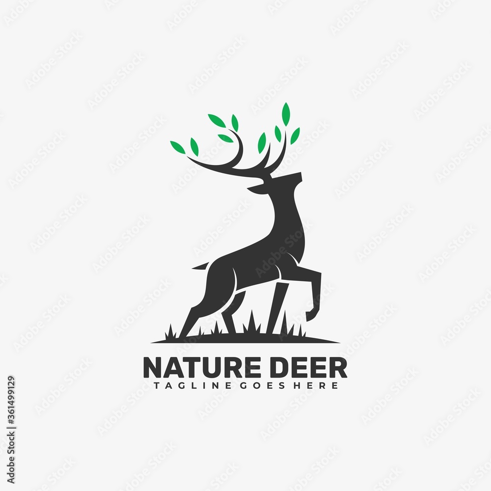 Vector Logo Illustration Nature Deer Silhouette Art Style. Vector Logo Illustration Nature Deer Silhouette Art Style.