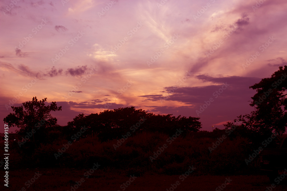 Bright orange and yellow colors sunset sky