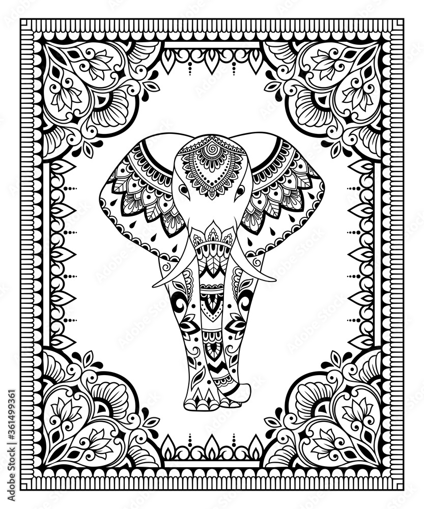 Stylized with henna tattoo decorative pattern for decorating covers ...