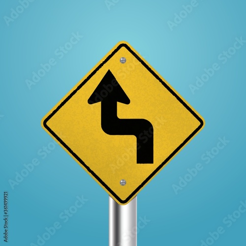 Sharp reverse left turns ahead signboard