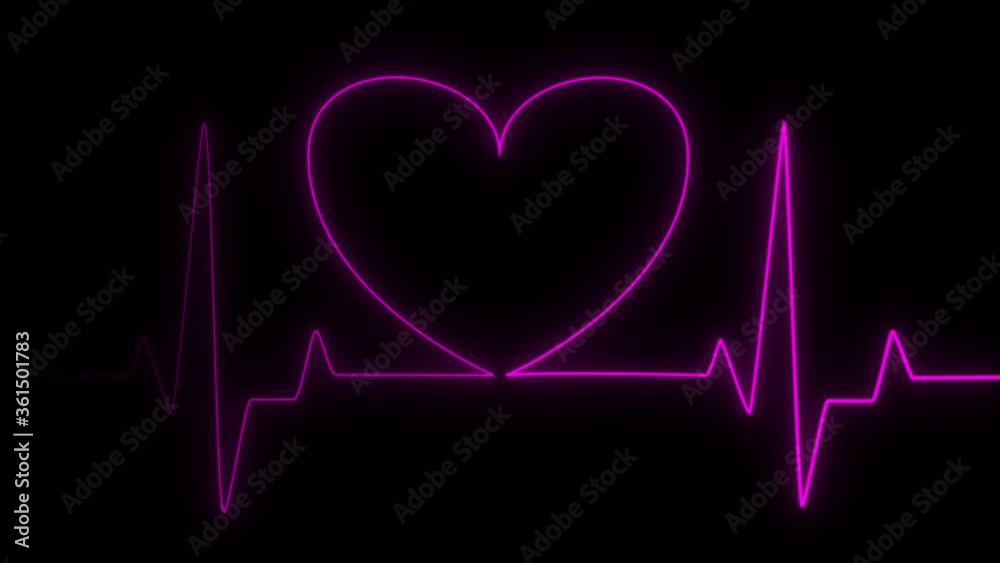 Light, glowing neon animation . Pink Heart Line, Heart rhythm, heart beat pulse. Abstract heart beats. cardiogram on black background. Light, glowing neon animation . Pink Heart Line, Heart rhythm, heart beat pulse. Abstract heart beats. cardiogram on black background.
