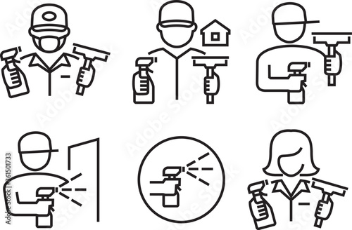 Cleaning Service Vector Line Icons