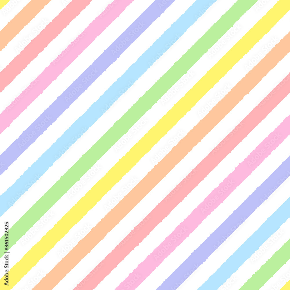 Rainbow seamless diagonal striped pattern, vector illustration. Seamless pattern with rough pastel colorful lines. Kids pastel rainbow geometric background with rough lines Rainbow seamless diagonal striped pattern, vector illustration. Seamless pattern with rough pastel colorful lines. Kids pastel rainbow geometric background with rough lines