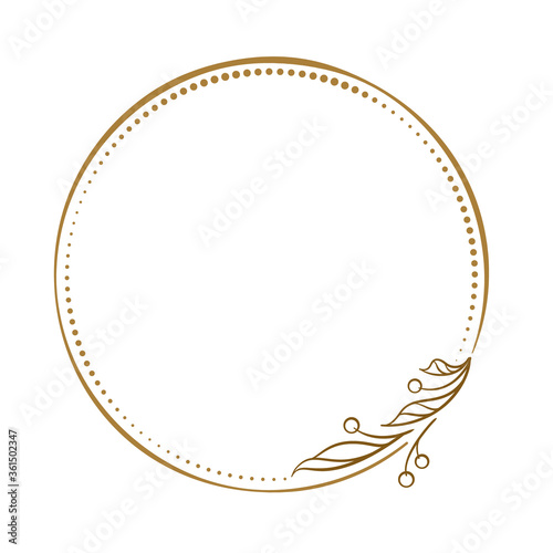 Vector round dotted frame with floral decoration