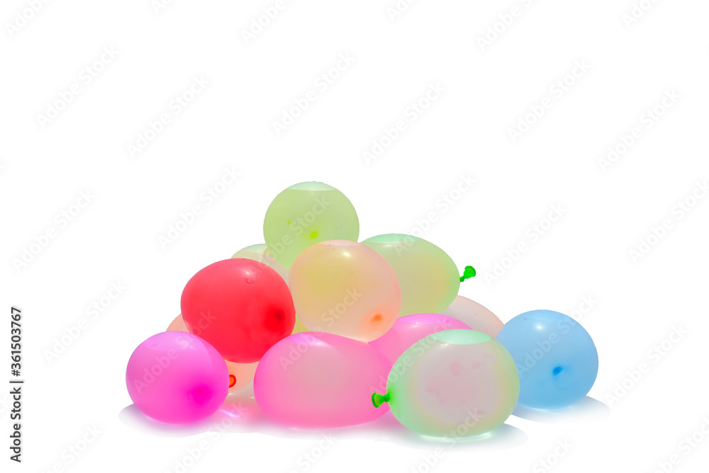 A colorful water balloon with white background.