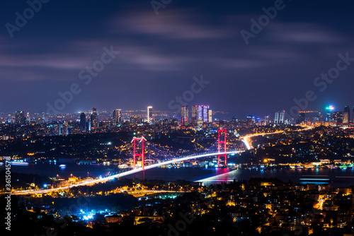 Istanbul Bosphorus Bridge at night. © resul