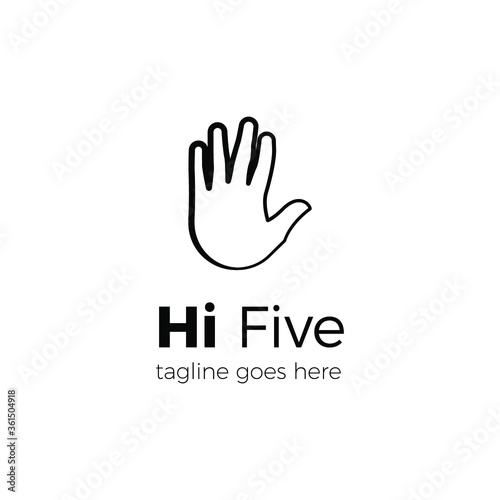 hi five logo design vector illustration © katsumatakun