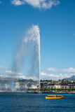 view of the lake of geneva and the water jet