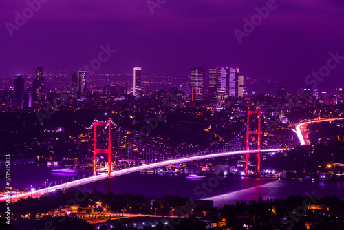Istanbul Bosphorus Bridge at night.