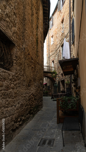 A picturesque alley at Massa Marittima  a small medieval town in the Tuscany countryside