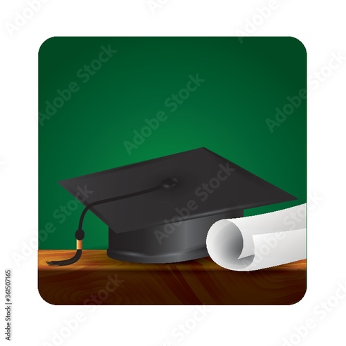 Graduation cap and certificate